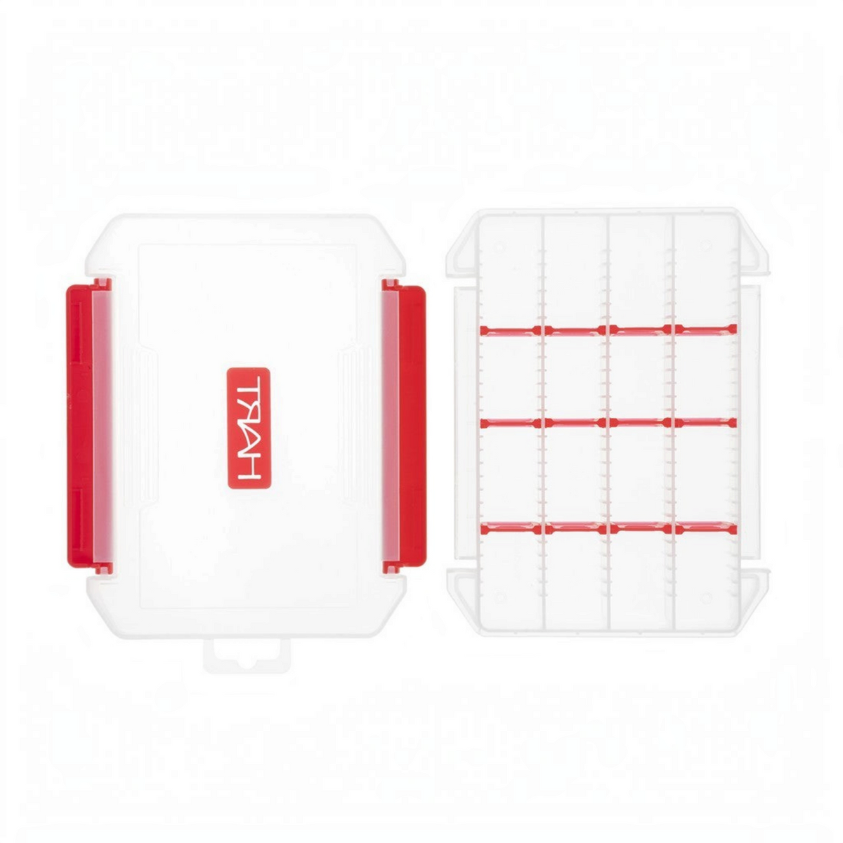 Boîte de rangement Crisafish HART transparente avec séparateurs amovibles rouges pour accessoires de pêche