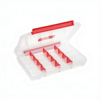Boîte de rangement Crisafish HART transparente avec séparateurs amovibles rouges pour accessoires de pêche