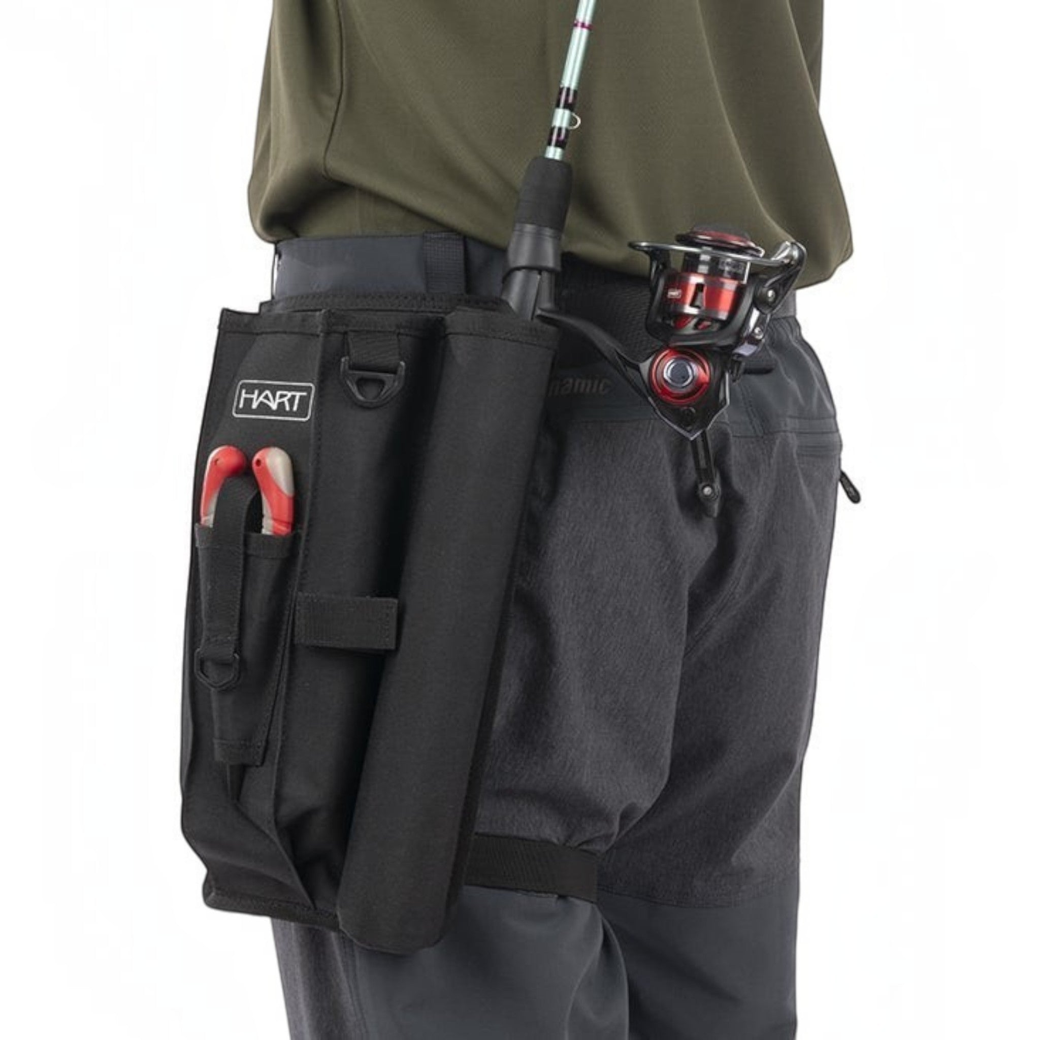 Ceinture de pêche Crisafish HART noire avec support de canne rigide et compartiments pour accessoires de pêche