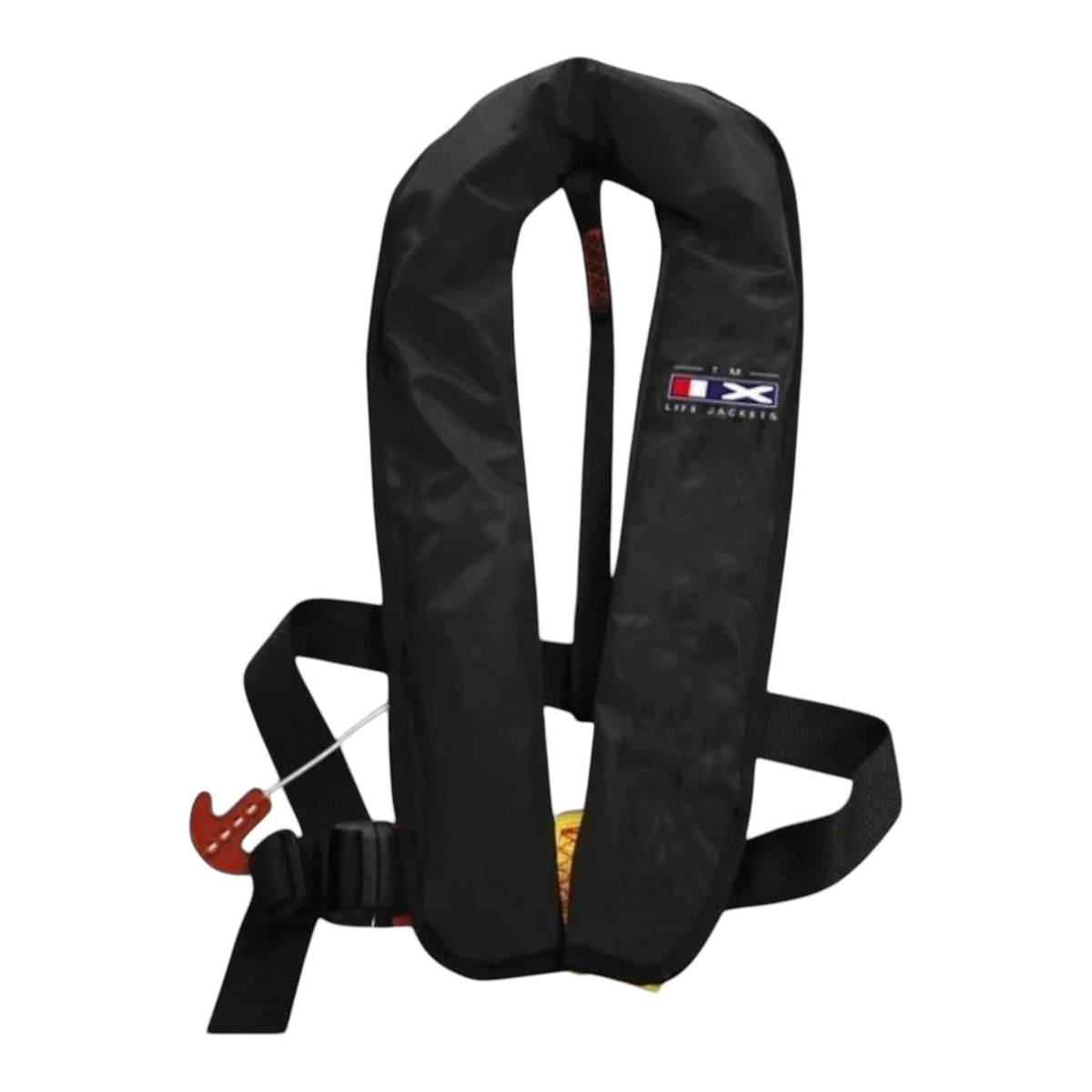 Gilet de sauvetage gonflable noir Crisafish avec sangles ajustables pour la sécurité nautique et la navigation
