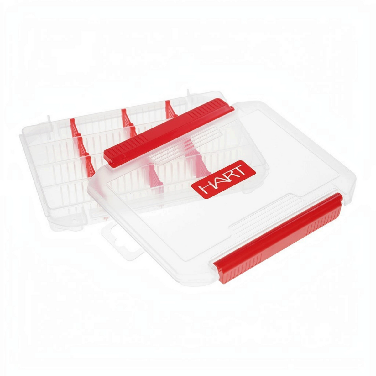 Boîte de rangement Crisafish HART transparente avec séparateurs rouges amovibles pour accessoires de pêche