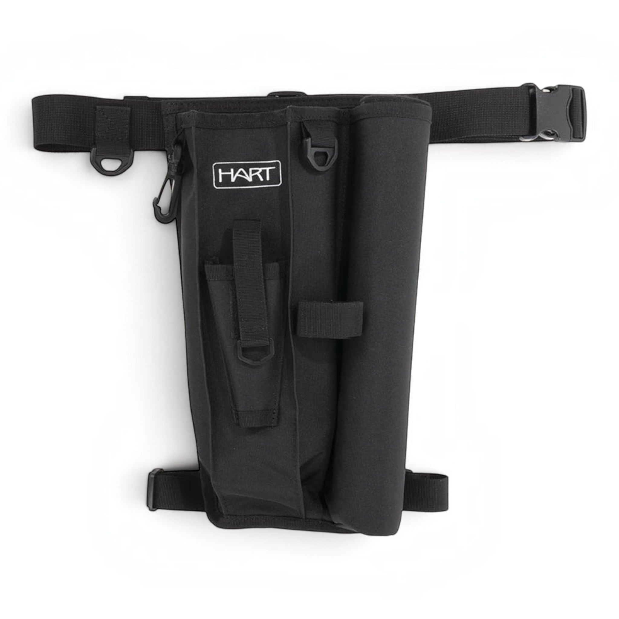 Ceinture de pêche Crisafish HART noire avec support de canne rigide, sangle de cuisse ajustable et anneaux en D.