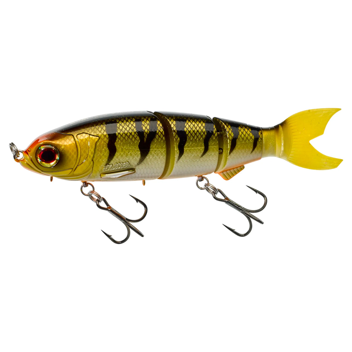 Leurre articulé Crisafish pour carnassiers avec corps segmenté, finitions réalistes, yeux 3D et deux hameçons triples.
