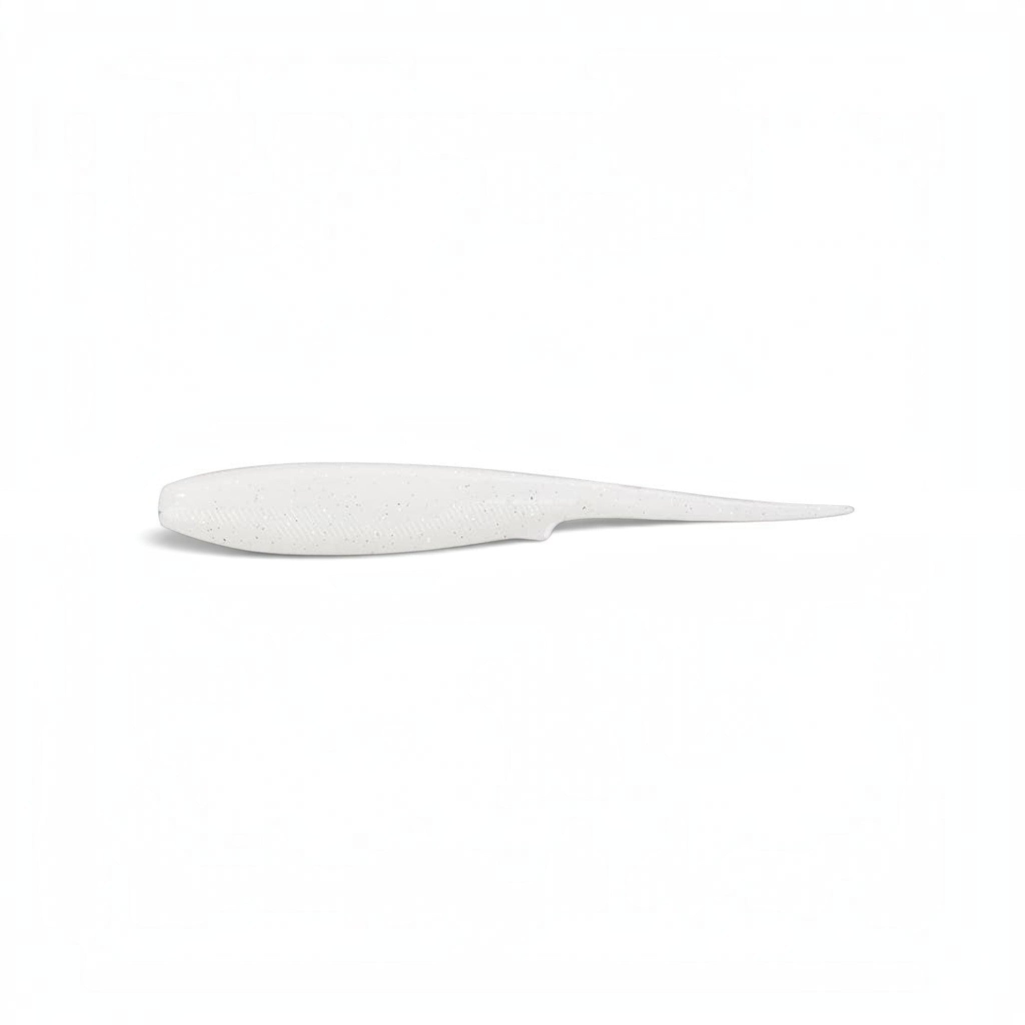 Leurre souple Crisafish HART MICRO DMK blanc pailleté pour la pêche des carnassiers avec queue effilée réaliste