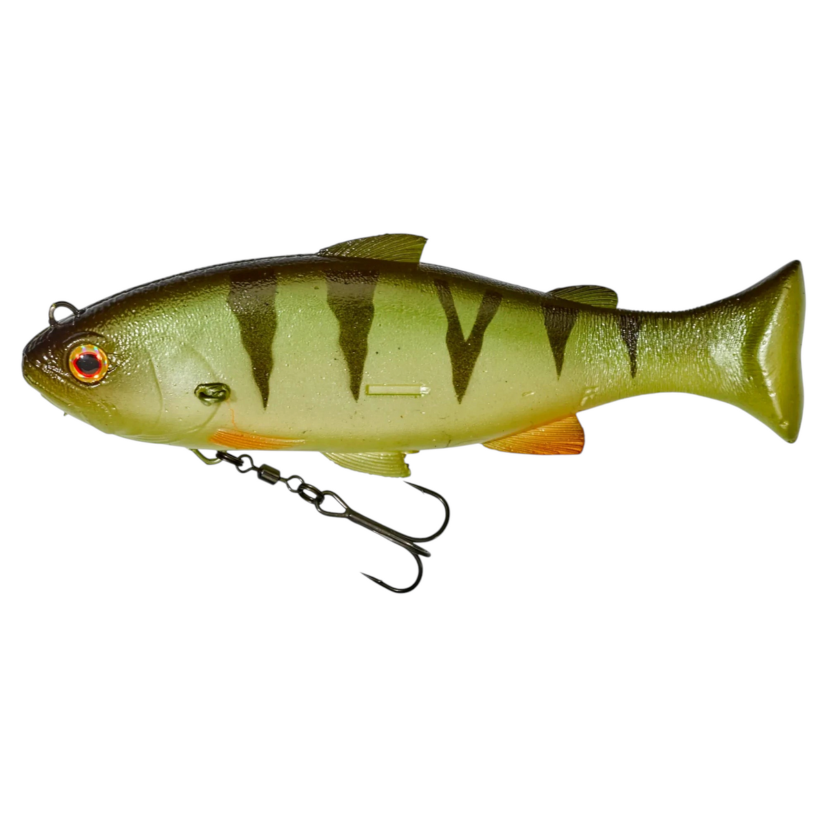 Leurre souple articulé Crisafish imitant une perche avec yeux 3D et hameçon triple pour la pêche des carnassiers