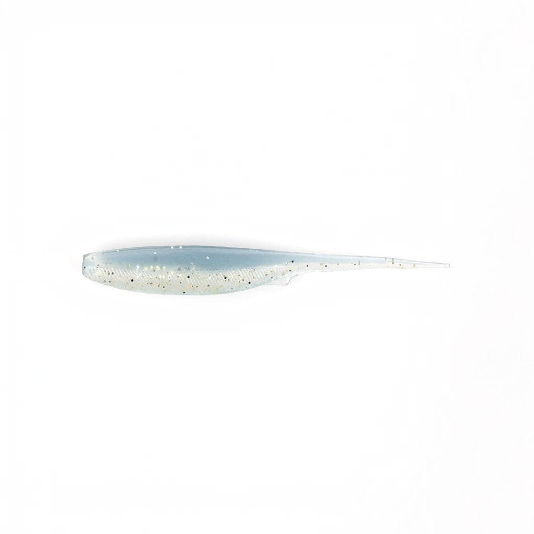 Leurre souple Crisafish de type shad bleu translucide avec paillettes pour la pêche des carnassiers