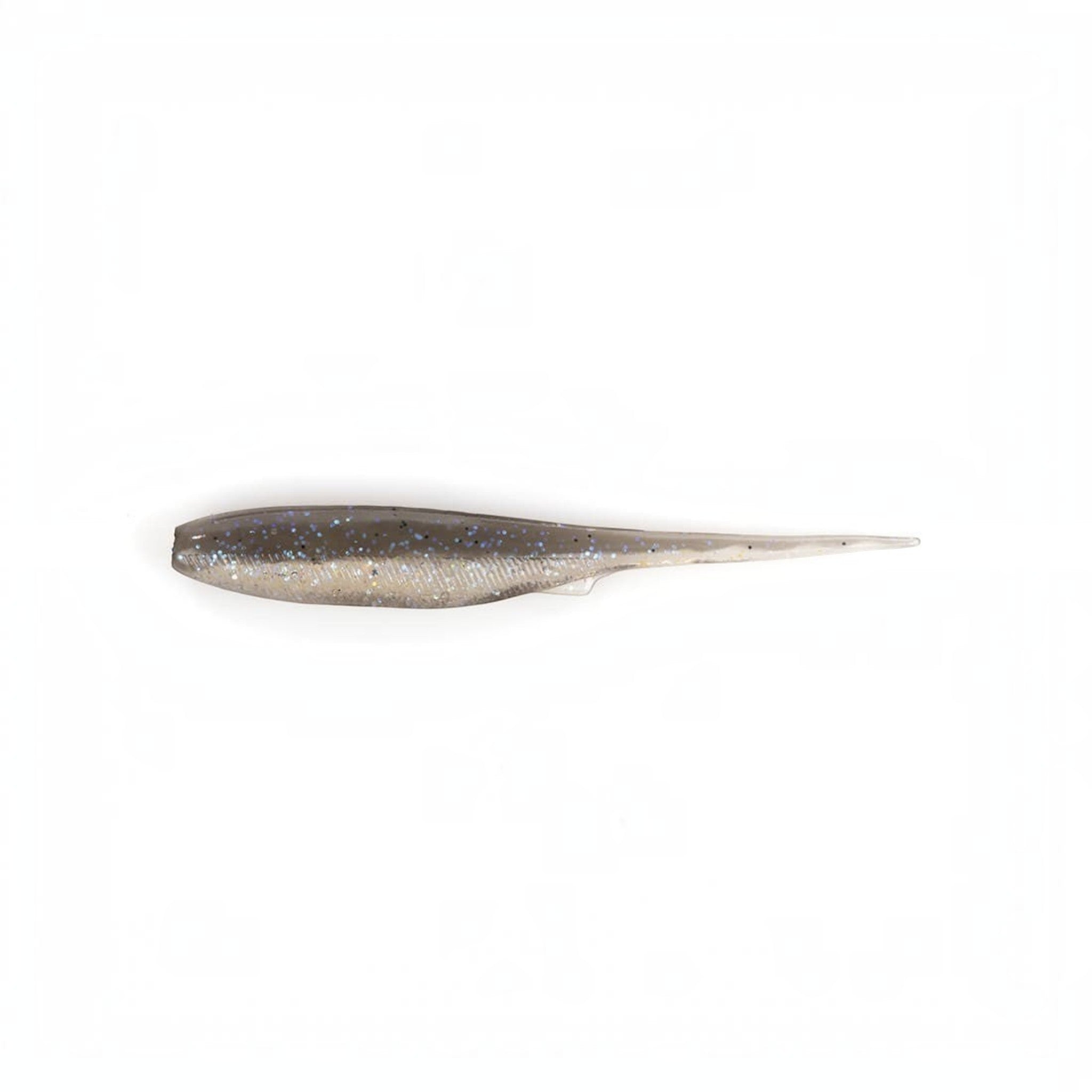 Leurre souple Crisafish type shad gris pailleté pour la pêche des carnassiers avec queue effilée réaliste