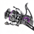 Moulinet de pêche Crisafish HART Miura gris anthracite et violet avec système S-Drive et roulements en acier