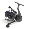 Moulinet de pêche spinning Crisafish HART gris anthracite avec détails violets et poignée ergonomique antidérapante