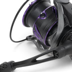 Moulinet de pêche spinning HART Crisafish gris anthracite et violet avec poignée ergonomique antidérapante