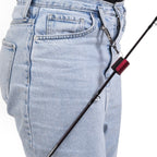 Support de canne à pêche Crisafish rouge en aluminium avec mousqueton fixé à une ceinture pour garder les mains libres
