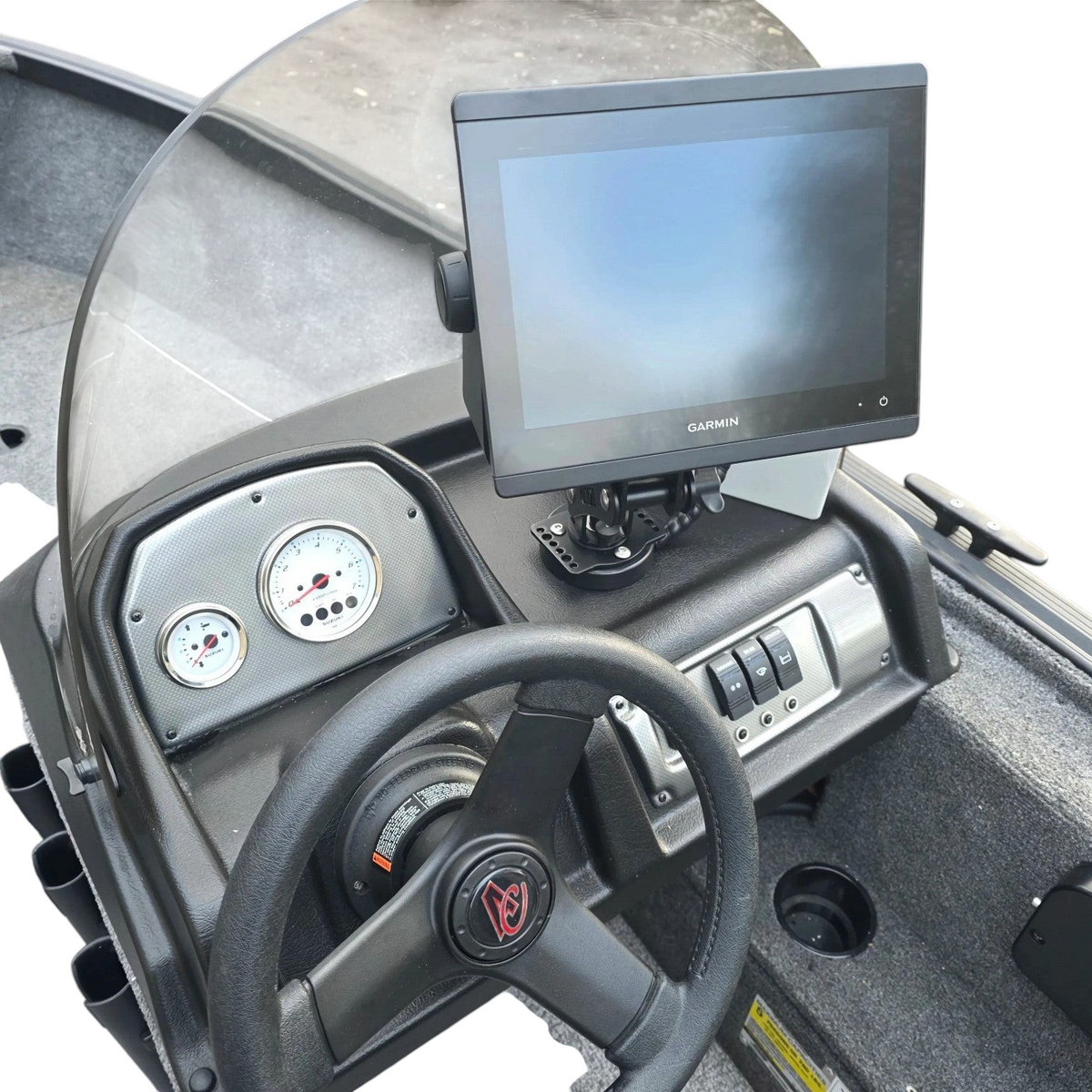 Crisafish support de montage réglable en aluminium noir pour écran d'échosondeur, fixation stable pour bateau.
