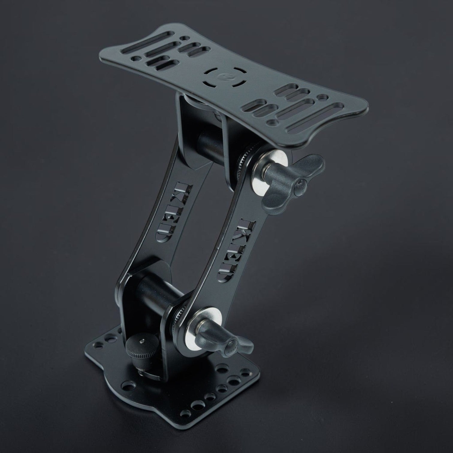 Support d'écran d'échosondeur Crisafish noir en aluminium réglable pour pêche en bateau, fixation robuste.