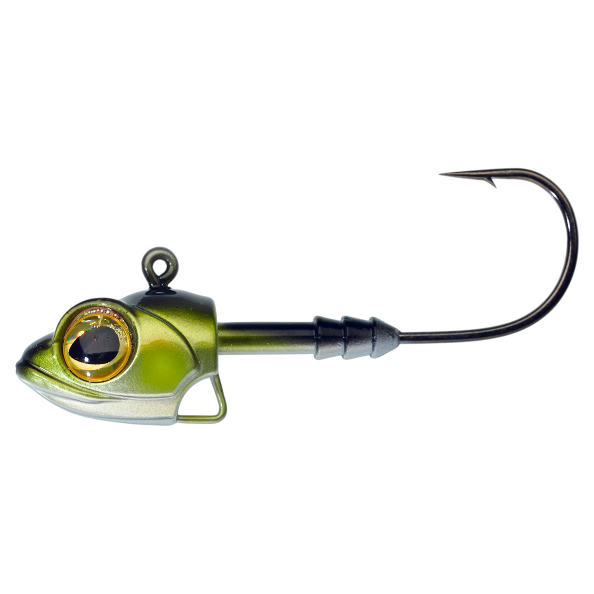 Tête plombée articulée verte pour pêche aux carnassiers avec yeux 3D réalistes et hameçon robuste
